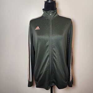 Adidas Activewear Warm-Up Olive Green and pink striped climate jacket M